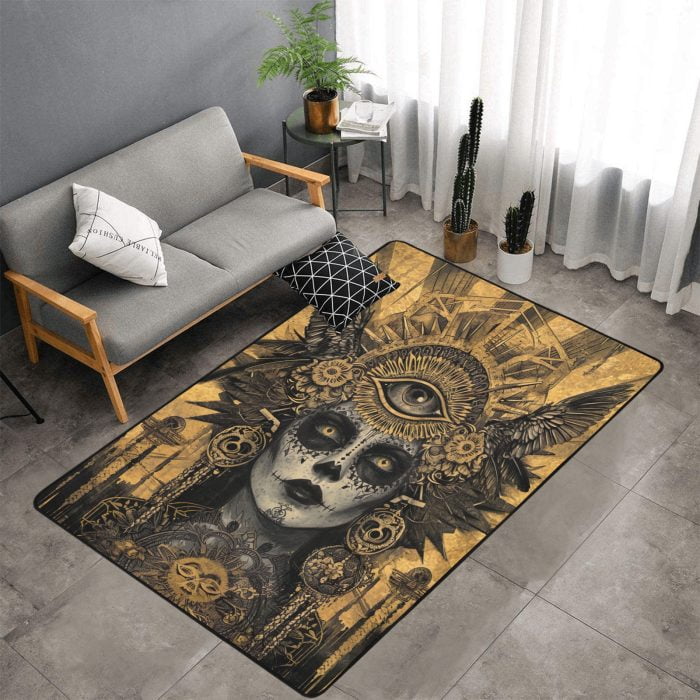 Golden Age La Catrina Tattoo Art Carpet living room