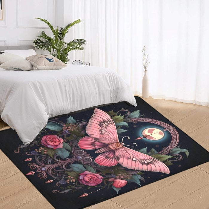 Pink Butterfly Tattoo Art Carpet bedroom