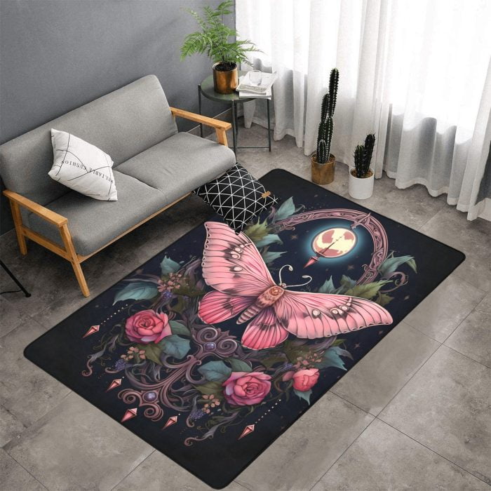 Pink Butterfly Tattoo Art Carpet living room