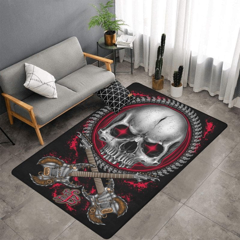 Steampunk Skull Guitar Carpet living room