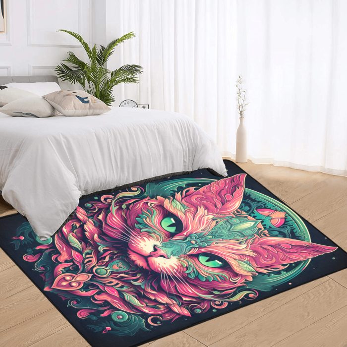 Pink Steampunk Cat Tattoo Art Carpet bedroom