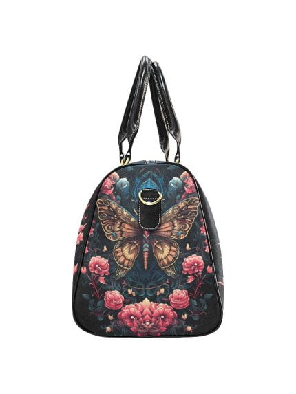 Butterfly and Flower Tattoo Art Travel bag side
