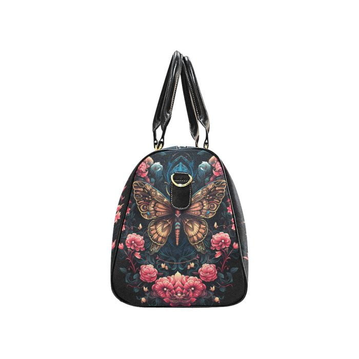 Butterfly and Flower Tattoo Art Travel bag side