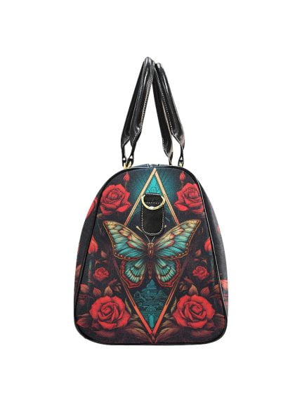 Butterfly and Flower Tattoo Art Travel bag side