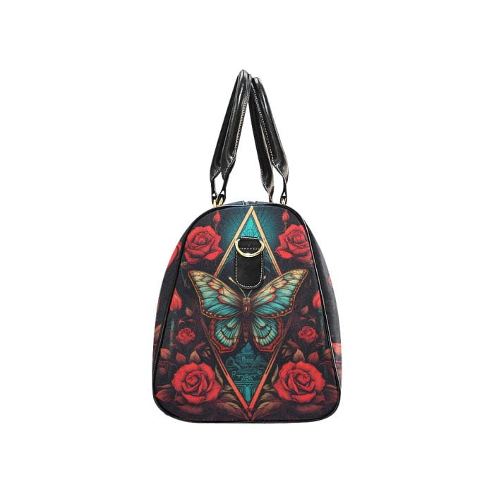 Butterfly and Flower Tattoo Art Travel bag side