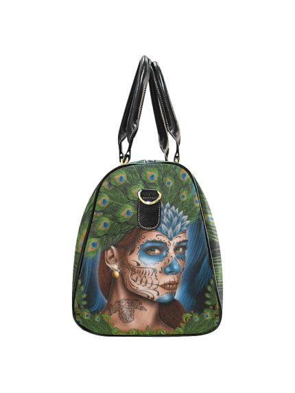 Peacock La Catrina Tattoo Art Travel bag side
