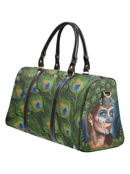 Peacock La Catrina Tattoo Art Travel bag left