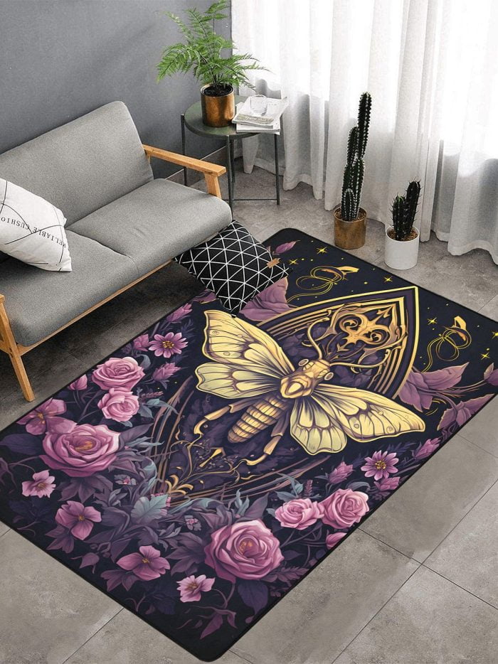 Gold Butterfly Tattoo Art Carpet mancave