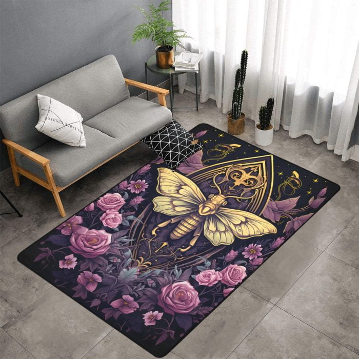 Gold Butterfly Tattoo Art Carpet living room